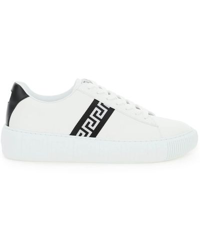 Versace Leather Greca Sneakers - White