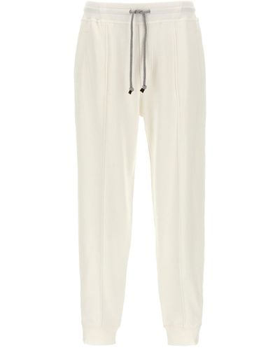 Brunello Cucinelli Cotton Joggers Trousers - White