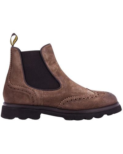 Doucal's Suede Boots With Logoed Tongue - Brown