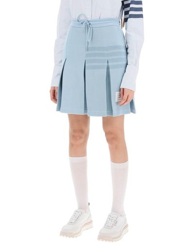 Thom Browne Knitted 4 Bar Pleated Skirt - Blue