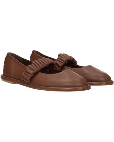 Max Mara Ballet Flats Weekend Leather Leather - Brown