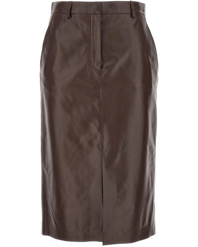 Lanvin Leather Skirt Gonne Marrone