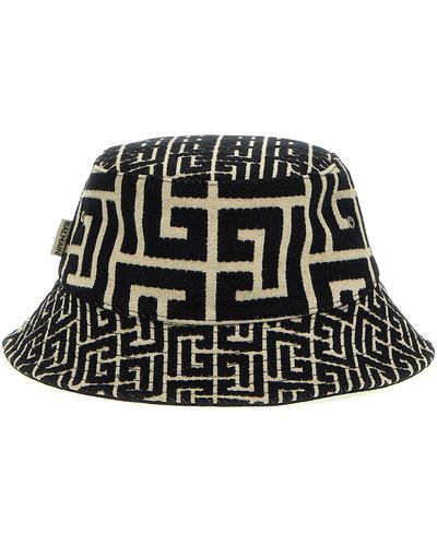 Balmain 'Monogram' Bucket Hat - Black