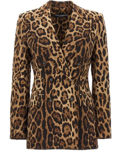 Dolce & Gabbana Leopard-Print Wool Turlington Jacket - Brown