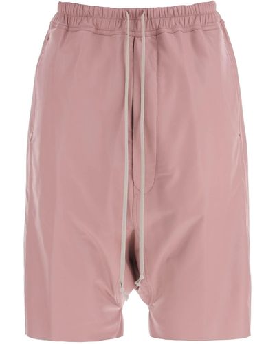 Rick Owens Leather Bermuda Shorts For - Pink