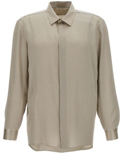 Saint Laurent Striped Satin Shirt Camicie Bianco - Neutro
