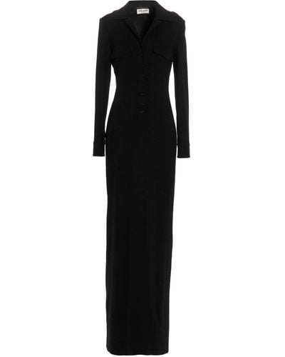 Saint Laurent Double Sablè Long Dress Dresses - Black