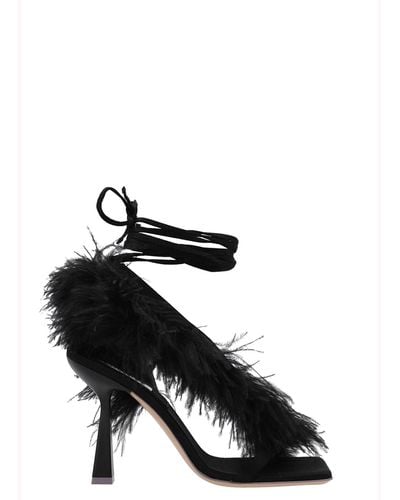 Sebastian Milano 'feather Wrap' Sandals - Black