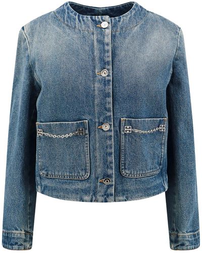 Givenchy Denim Jacket With Metal 4g Chain - Blue