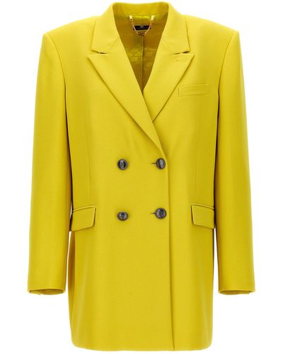 Elisabetta Franchi Double-Breasted Blazer With Logo Buttons - Yellow