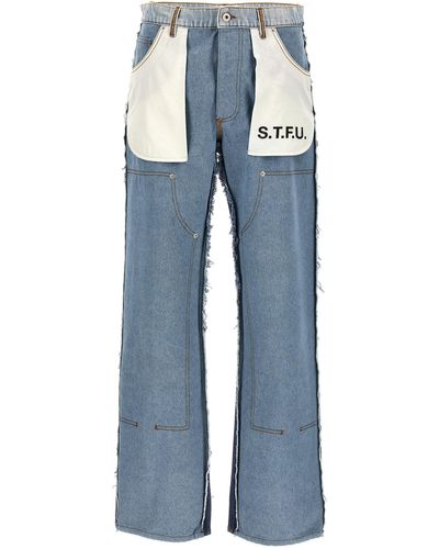 Heron Preston Washed Insideout Carpenter Jeans Celeste - Blu