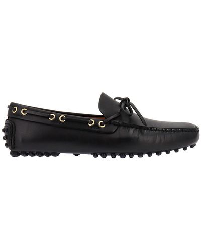 Car Shoe Leather Loafers - Black