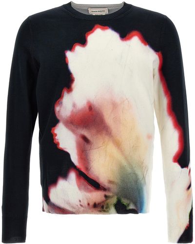 Alexander McQueen Flower Sweater Maglioni Multicolor - Nero