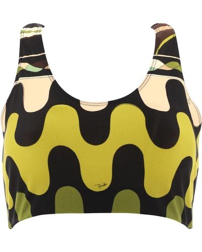 Emilio Pucci Fiamme Printed Racerback Top Tops - Yellow