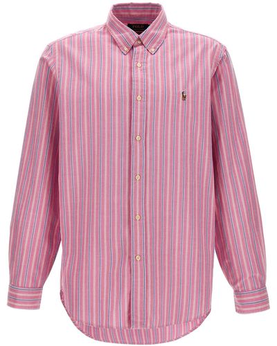 Polo Ralph Lauren Logo Embroidery Striped Shirt Camicie Rosa