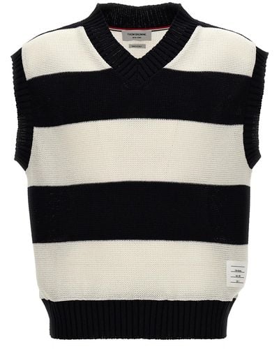 Thom Browne 'Rugby Stripe' Vest - Black