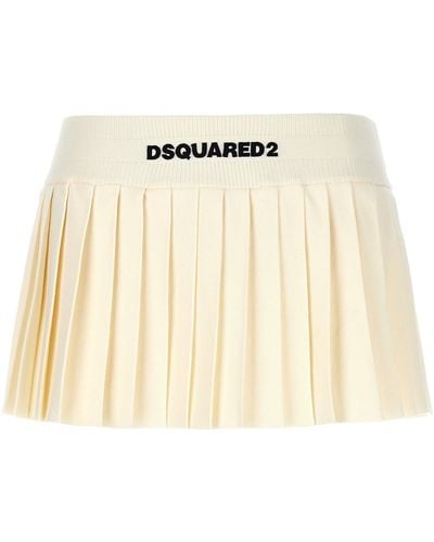 DSquared² Mini Pleated Skirt Gonne Bianco - Neutro
