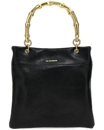 Jil Sander Small Leather Shopping Bag Tote Nero