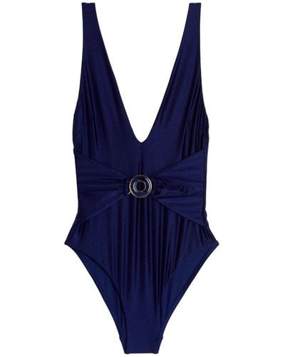 Zimmermann One-Piece Swimsuit Tiggy Plunge Circle Link - Blue