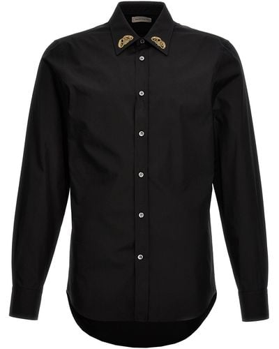 Alexander McQueen Embroidered Collar Shirt Camicie Nero