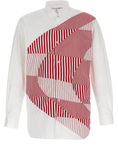Comme des Garçons Striped Patterned Shirt Camicie Bianco - Rosso