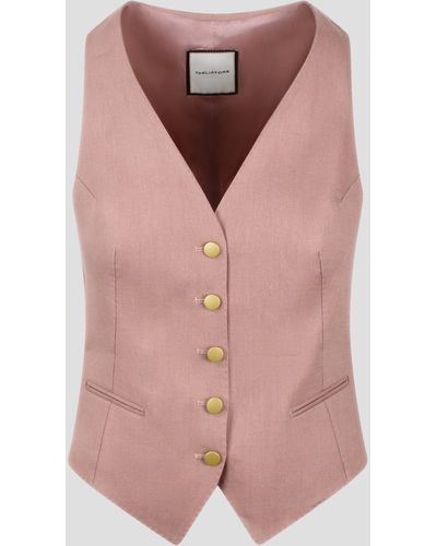 Tagliatore Linen Waistcoat - Pink
