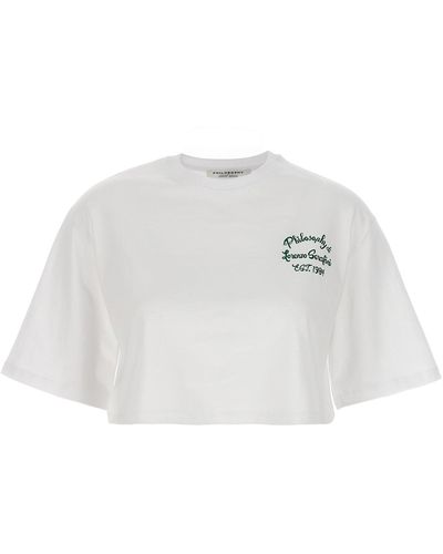 Philosophy Logo Print Cropped T-shirt - White