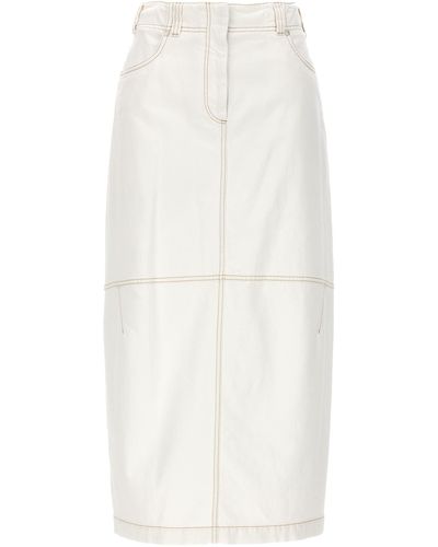 Brunello Cucinelli Denim Long Skirt Gonne Bianco