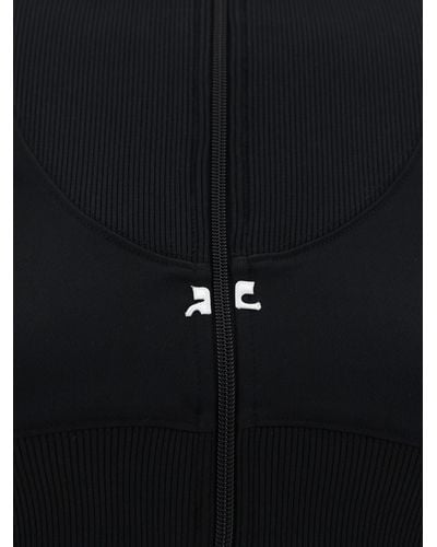Courreges Maxi Rib Tracksuit Cropped Jacket - Black