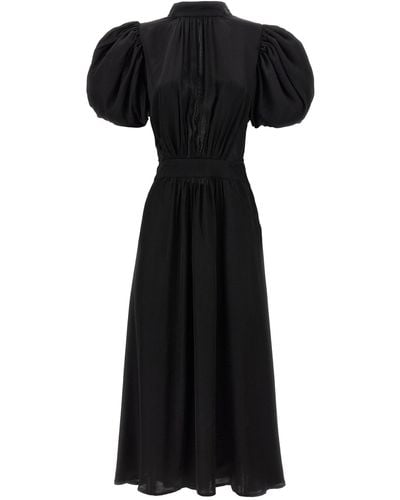 ROTATE BIRGER CHRISTENSEN Puff Sleeve Midi Dresses - Black