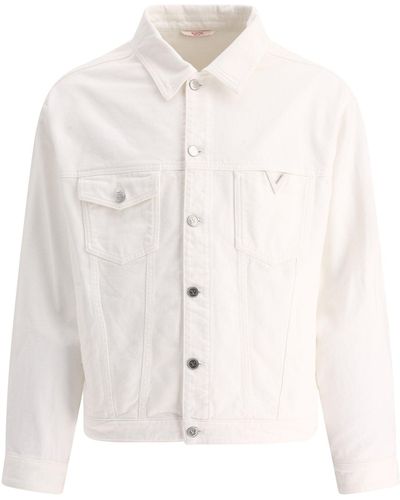 Valentino Denim Jacket With Rubberised V Detail Jackets - White