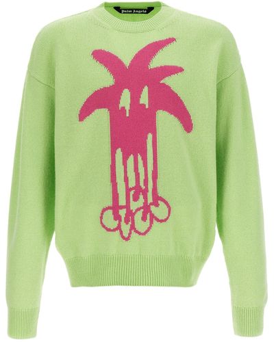 Palm Angels Douby Intarsia Sweater Maglioni Verde