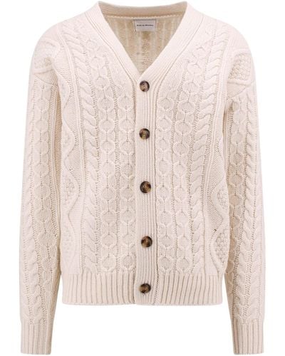 Drole de Monsieur Wool Cardigan With Braided Effect - Natural