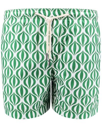 Peninsula Recycled Nylon Swim Shorts With All-over Print - Green