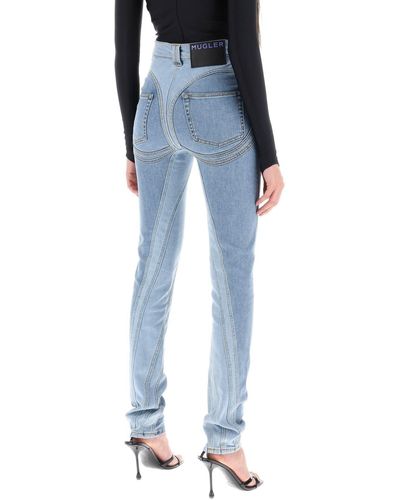 Mugler Jeans Skinny Bicolor Spiral - Blu