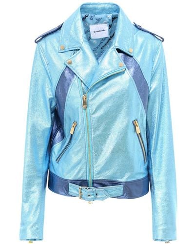 Coco Cloude Metallised Leather Jacket - Blue