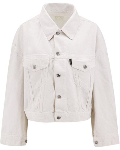 Haikure Denim Jacket With Back Logo Patch - White