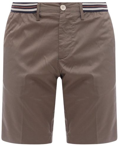 NUGNES 1920 Cotton Blend Bermuda Shorts With Elastic Waistband - Gray