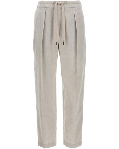 Brunello Cucinelli Linen Cotton Trousers - Grey