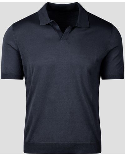 Tagliatore Open collar knitted polo shirt - Blu