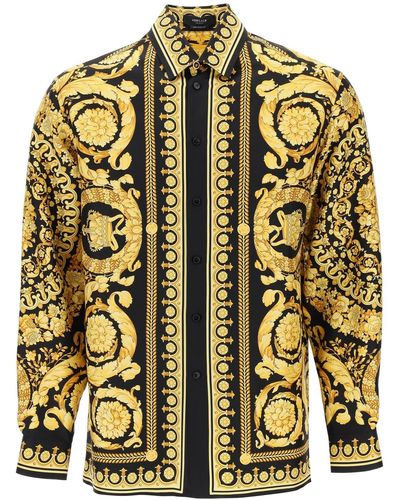 Versace Barocco Print Silk Shirt - Yellow