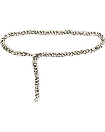 Alessandra Rich Chain Belt With Rhinestones Cinture Silver - Bianco