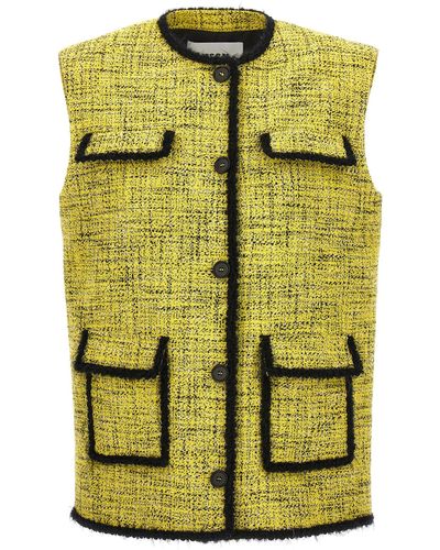 MSGM Tweed Vest Gilet Giallo - Verde