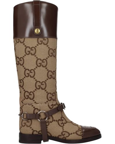 Gucci Boots Fabric Beige Ebony - Brown