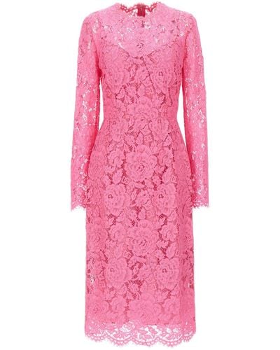 Dolce & Gabbana Lace Sheath Dress Abiti Rosa