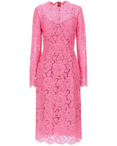 Dolce & Gabbana Lace Sheath Dress Dresses - Pink