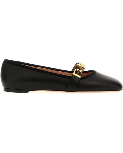 Bally Emblem-plaque leather ballerina shoes - Neutrals