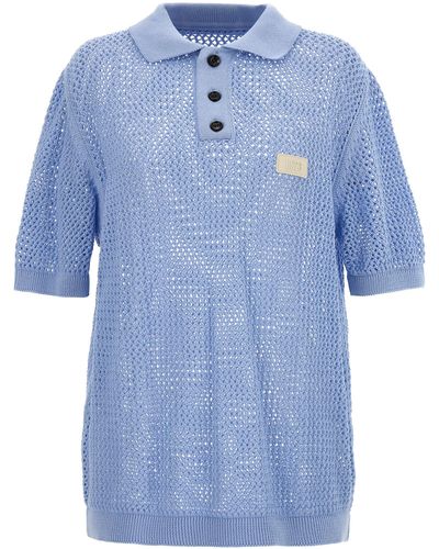 LC23 Crochet Polo Shirt - Blue