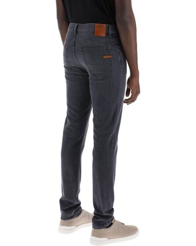 Zegna Jeans Slim Fit In Denim Stretch - Blu