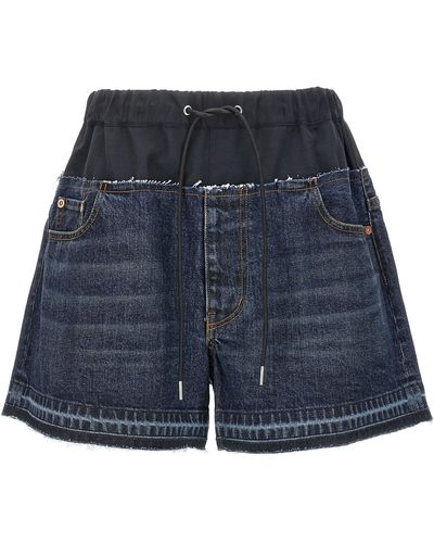 Sacai Denim Shorts Bermuda, Short Blu